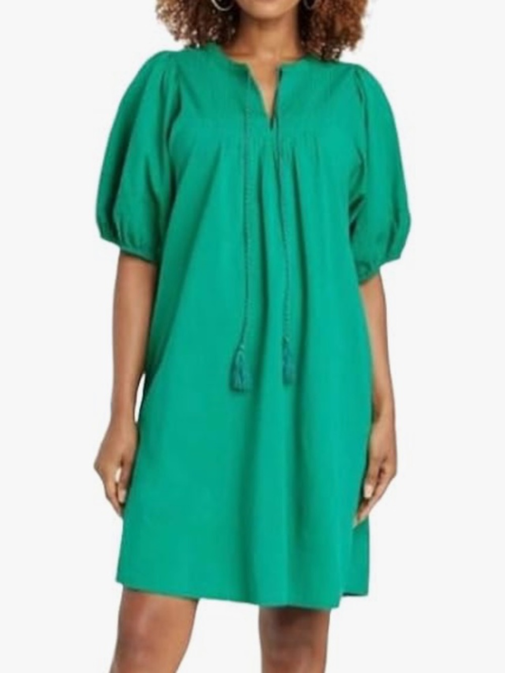 Knox Rose Green Women's Tassel Peasant Tunic Dress